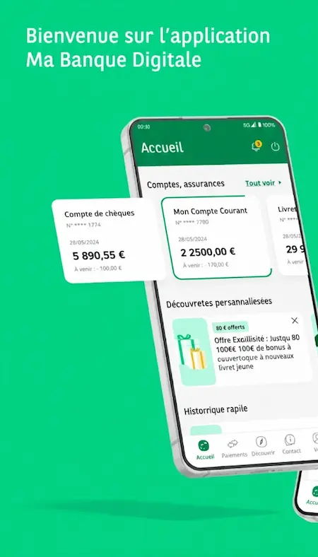 Capture d'écran de l'application BNP PARIBAS sur Android