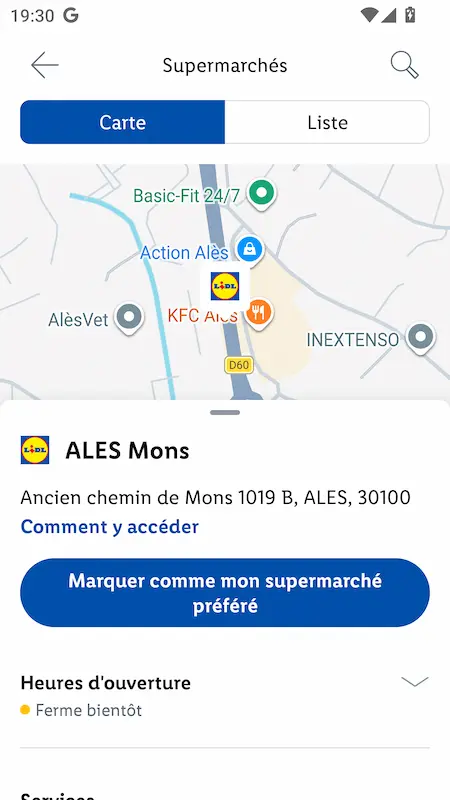 Capture d'écran de l'application Lidl Plus sur Android