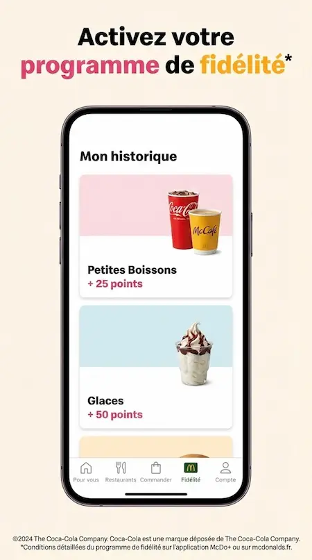 Capture d'écran de l'application McDo+ sur Android