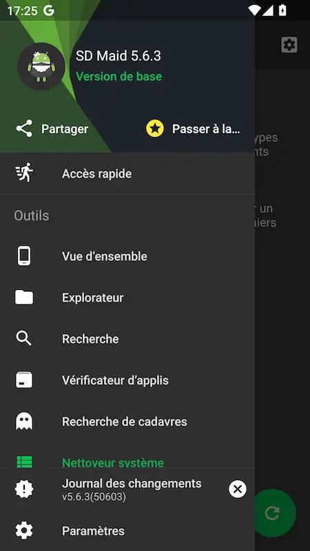 Capture d'écran de l'application SD Maid sur Android