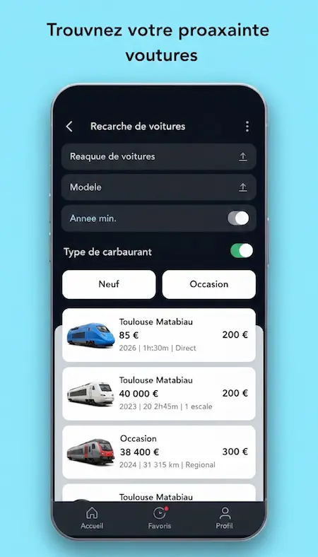 Capture d'écran de l'application SNCF Connect sur Android