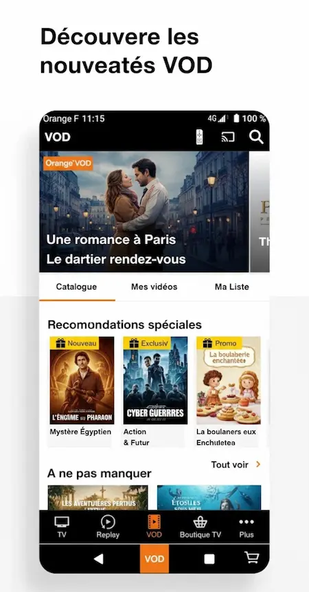 Capture d'écran de l'application TV d'Orange sur Android