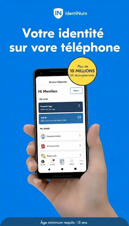 Capture d'écran de l'application Yoti sur Android